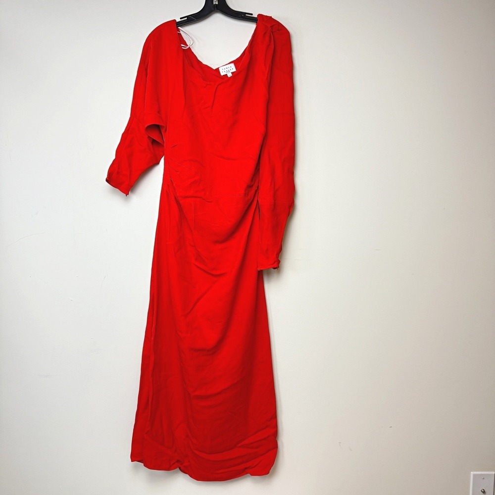 TANYA TAYLOR Ruched Georgie Cocktail Dress Size 12‎ Womens Red RTR